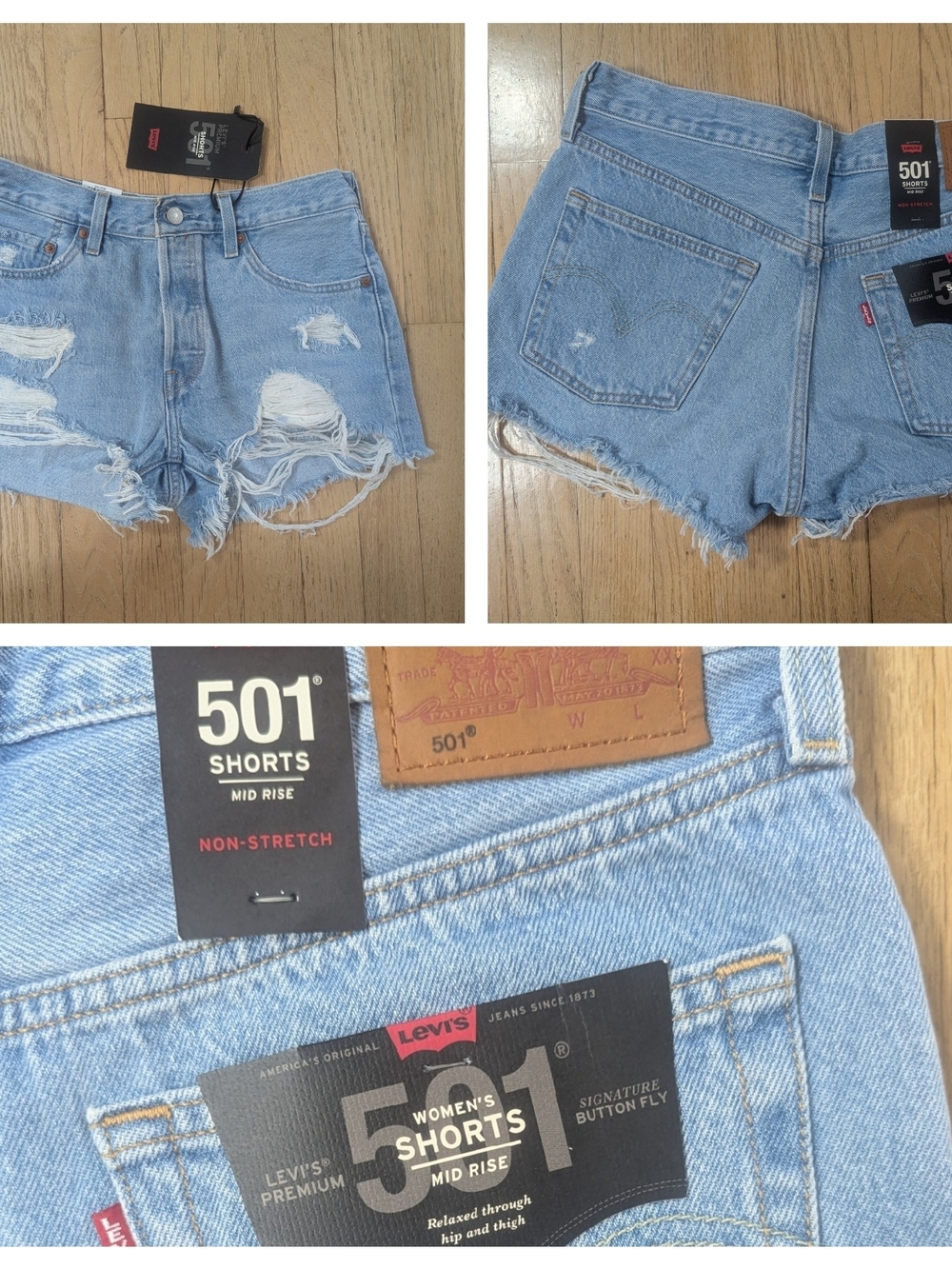 Levi's Light Blue Distressed Denim Shorts